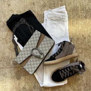 OTBT Suede High Top Sneakers, Size 6z. Black, Tan, and Gold. NWOT